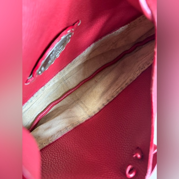 FENDI Rare Authentic Vintage Selleria Red Stitch Leather Bag Shoulder - Picture 15 of 15